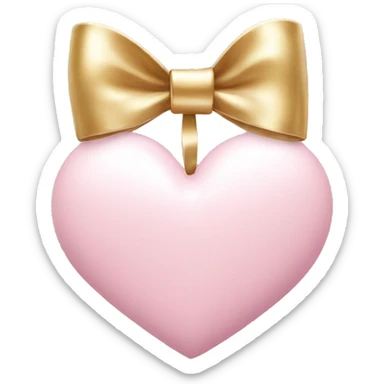 light pink heart with white gold bow sticker