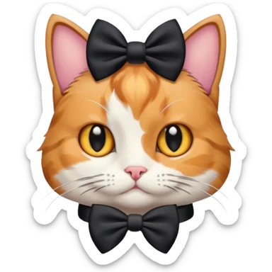 Cat whit a black Bow  sticker