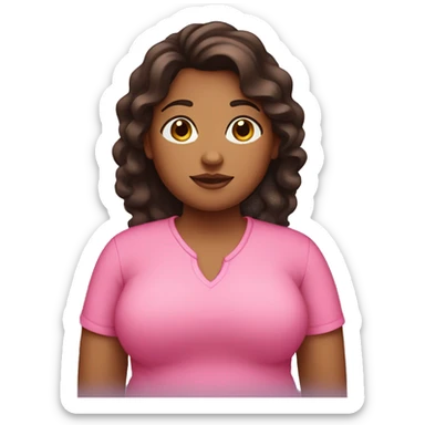fat brown girl with dark brown hair and a pink shirt sticker