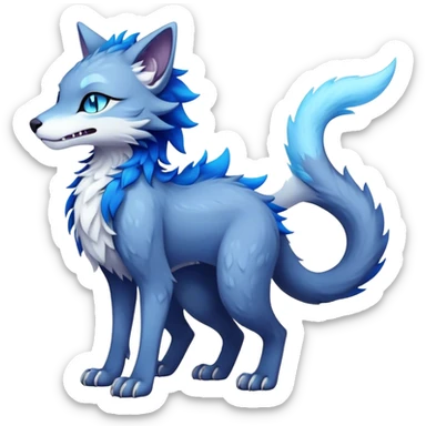 Kawaii dark cool edgy fantasy ethereal feline-vernid-sergal-fursona animal creature with a tufted tail full body sticker