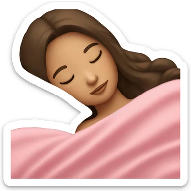 Brunette girl sleeping on side with pink blanket sticker