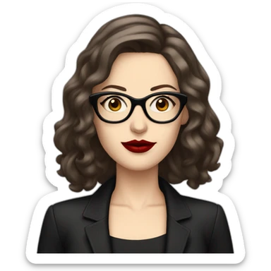Caucasian-Mum-woman-goth-brown-hair-standing-wearing-glasses-red-lipstick sticker