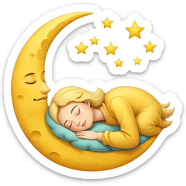 sleeping moon with closed eyes and zzz sticker
