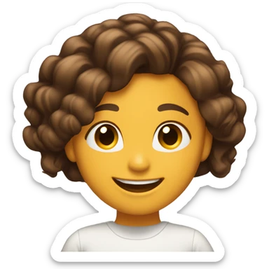 Chica de cabello café sonriendo y de buenas vibras sticker