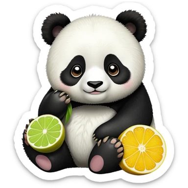 Panda with a big yuzu sticker