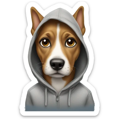 Dog wearing a hoodie sticker