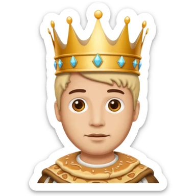 Pancake guy wearing a crown sticker