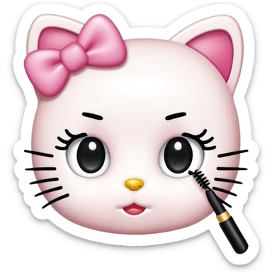  hello Kitty SANRIO holding an eyelash mascara spoolie sticker