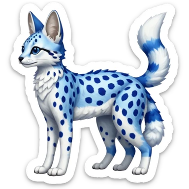 Cobalt-blue, sapphire-spotted, white-bellied, exotic Serval-sergal-Trico-fusion-animal-hybrid sticker