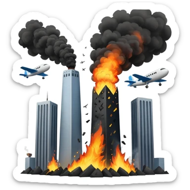 A plane hitting two towers sticker