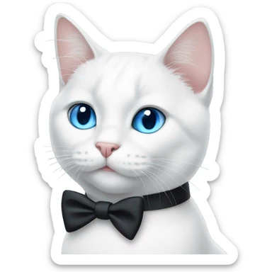 White cat with blue eyes in a tux sticker