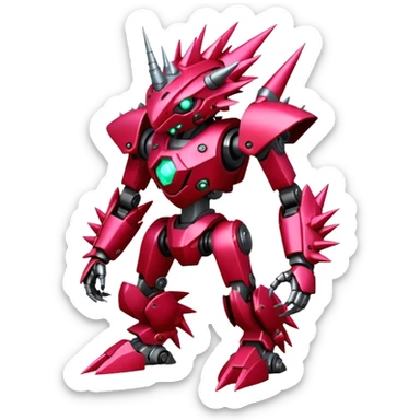 Edgy spiky faulty rue ruby Tropical Futuristic Modern Mecha-Fakémon-hybrid-creature (full body)  sticker