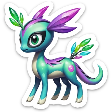 Colorful Shiny Edgy Cool Badass Painted Splashed Exotic Meloetta-Palkia-Virizion-Venom-Stitch-Fakémon-creature-hybrid sticker