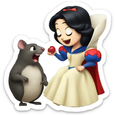 Snow White singing to possum  sticker