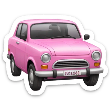 Un carro de color rosa con un lazo rosa sticker