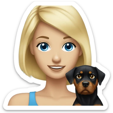 Blue eyed Pretty blonde woman with Rottweiler  sticker