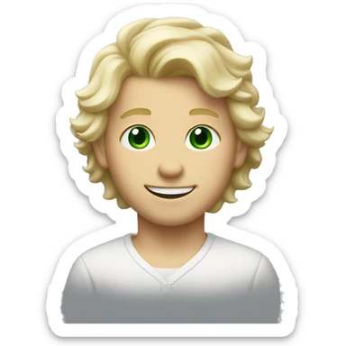 blonde boy with flowy hair dimples and green eyes sticker