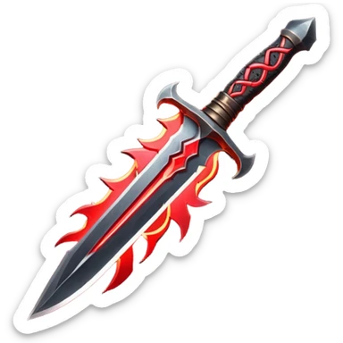 dark desert dagger object icon, black steel blade with crimson glow runes, mysterious desert assassin weapon, 3D cartoon, mobile game icon style, centered, clean background, no text, no watermark
 sticker