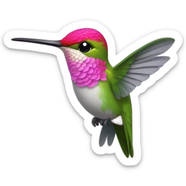 Hummingbird with long pink eye lashes sticker