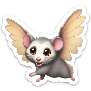 Adult wild opossum flying with wings  sticker