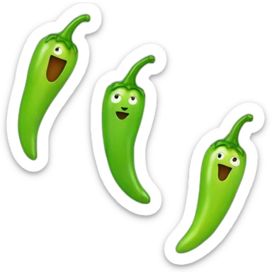 green cartoon chilli with cat face sticker
