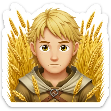 Thorfinn from vinland saga hiding in yellow wheat bush  sticker