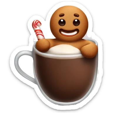 Gingerbread man sitting in hot chocolate sticker