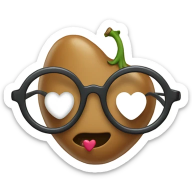 bean with heart glasses sticker