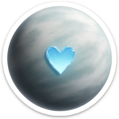 a planet, small, with rocky and icy surface, and a heart-shaped region of white light color well blended with surface but still easy to watch  sticker