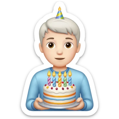 boy with birthday cake without the candles sticker