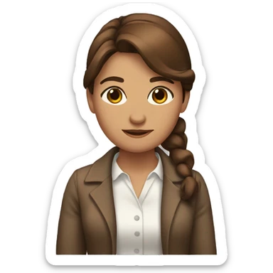Brown haired woman with a bow sticker