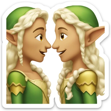 Elf on an elf kissing sticker