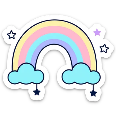 dreamy pastel pink rainbow with stars and sparkles sticker
