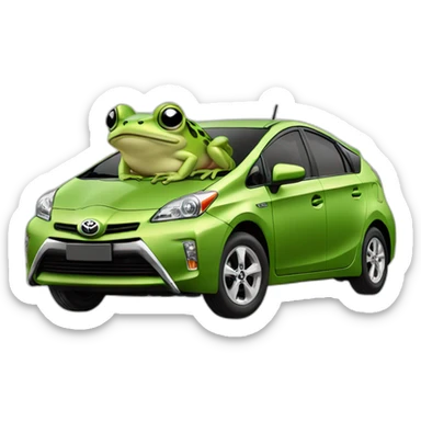 frog driving a toyota prius sticker
