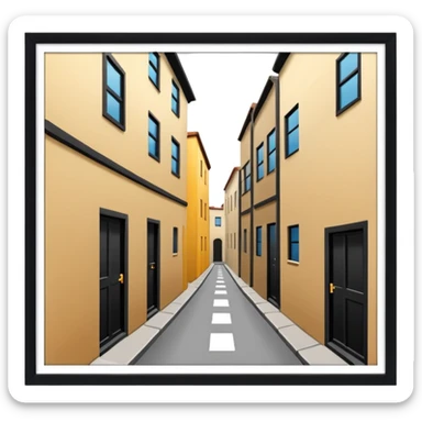 simple narrow alley, basic building shapes sticker