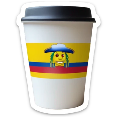 ecuador flag on coffee cup  sticker