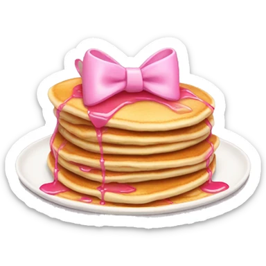 pink bow on pancakes sticker