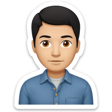 great job, now i would like a middle aged dark brown person with black hair on head in casual shirt sticker