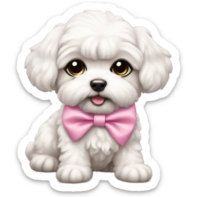 Schichon puppy pink bow  sticker