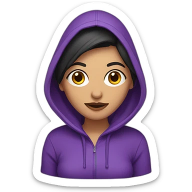 Armenian Woman  with purple hoodie and with a snake tongue sticker