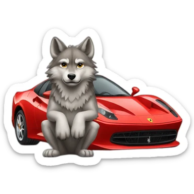 small wolf sitting by ferrari car door sticker