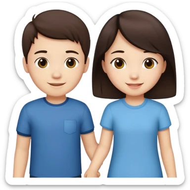 brunette boy holding Asian girl’s hand sticker