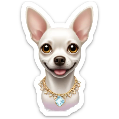 White Chihuahua with princess necklace sticker