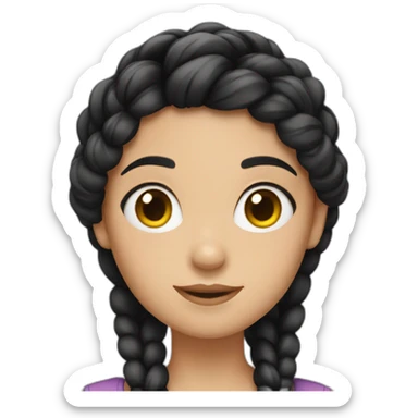 A girl with black hair in a braid sticker