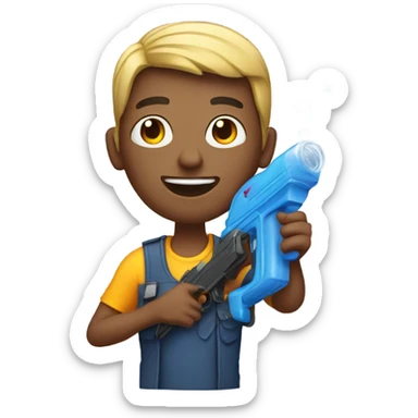 Realistic guy holding a water gun sticker