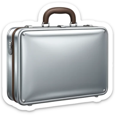A luxury briefcase emoji made of polished silver chrome, smooth rectangular shape, metallic reflections, minimal high-end design, swag business aesthetic, iOS emoji style, centered, clean white background
 sticker
