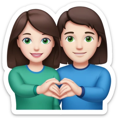 pink polaroid photo of a couple thats white with brunette hair blue and green eyes sticker