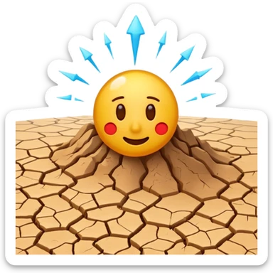 3D render of Drought Crack, miniature weather phenomenon, volumetric particle effects, parched brown earth ground texture, elemental energy, emoji style, isolated on white background --v 6.0. sticker