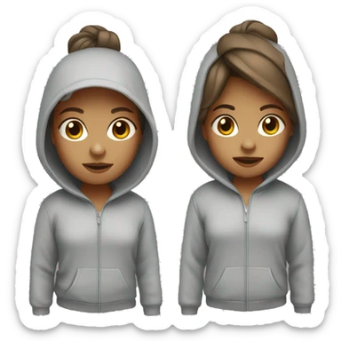 A tinted girl with brown straight hair in a grey hoodie  sticker