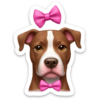 brown dog pitbull with pink bow sticker